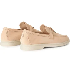 Loro Piana Summer Charms Walk Suede Goatskin Pink Sand Loafers< Designer Trainers