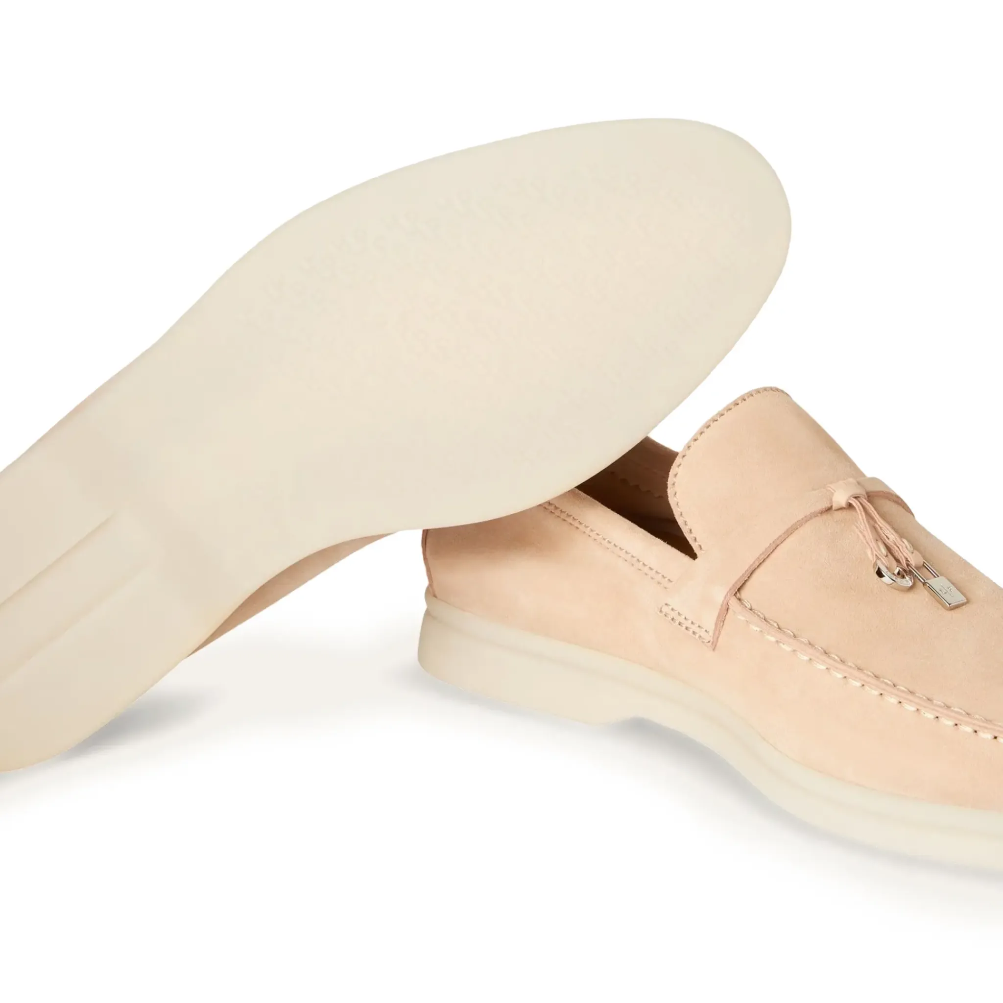 Loro Piana Summer Charms Walk Suede Goatskin Pink Sand Loafers< Designer Trainers