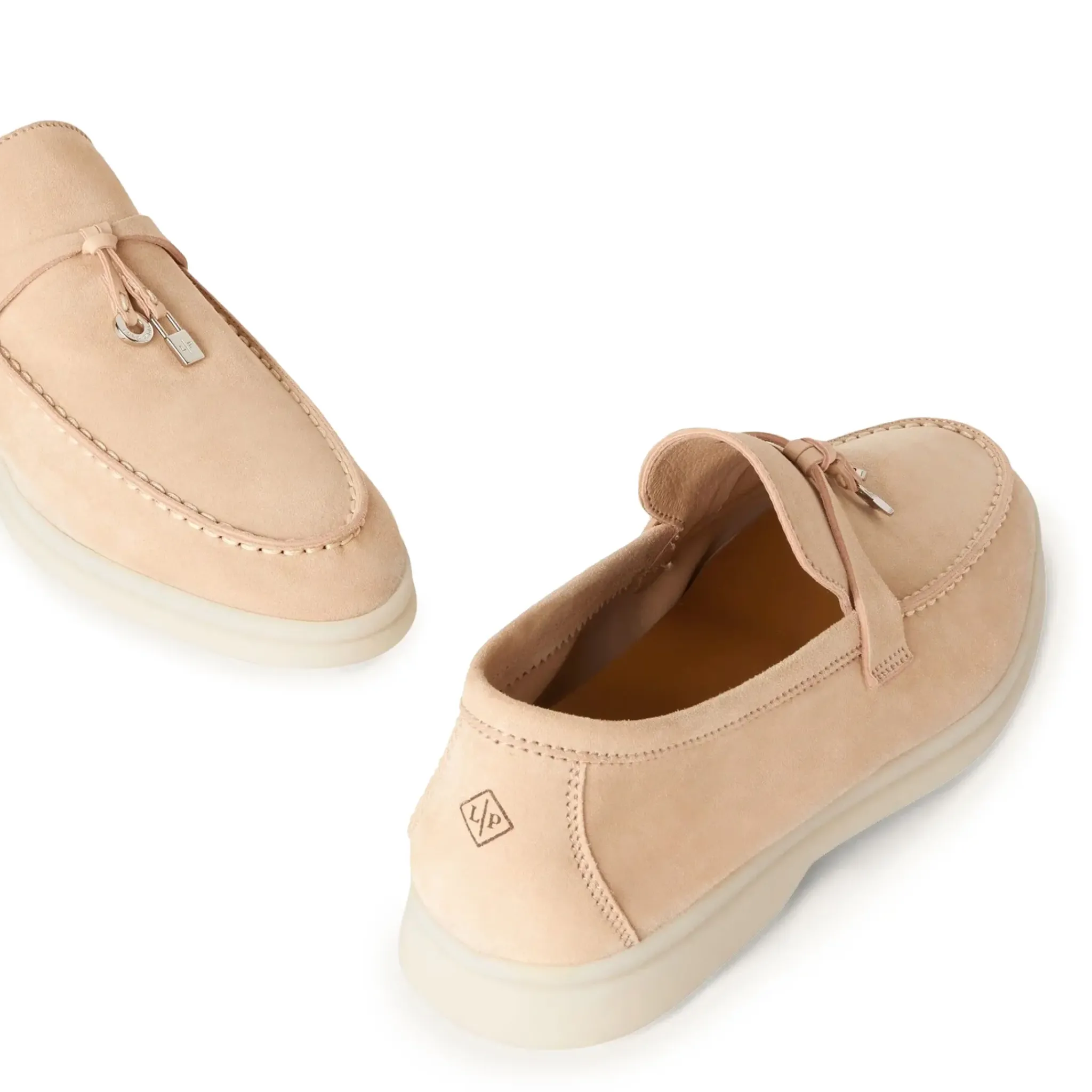 Loro Piana Summer Charms Walk Suede Goatskin Pink Sand Loafers< Designer Trainers