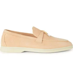 Loro Piana Summer Charms Walk Suede Goatskin Pink Reef Loafers< Designer Trainers