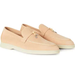 Loro Piana Summer Charms Walk Suede Goatskin Pink Reef Loafers< Designer Trainers