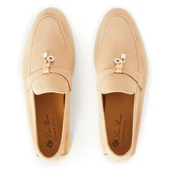 Loro Piana Summer Charms Walk Suede Goatskin Pink Reef Loafers< Designer Trainers