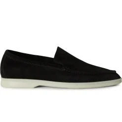 Loro Piana Summer Walk Suede Black Loafers< Designer Trainers