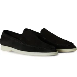Loro Piana Summer Walk Suede Black Loafers< Designer Trainers
