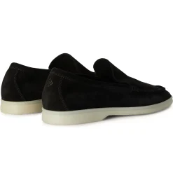 Loro Piana Summer Walk Suede Black Loafers< Designer Trainers