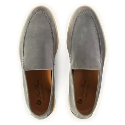 Loro Piana Summer Walk Suede Gull Grey Loafers< Designer Trainers