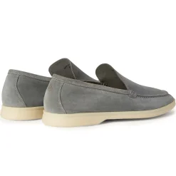Loro Piana Summer Walk Suede Gull Grey Loafers< Designer Trainers