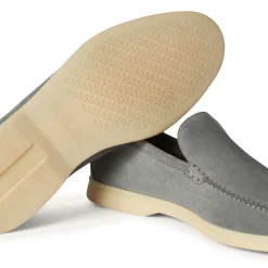 Loro Piana Summer Walk Suede Gull Grey Loafers< Designer Trainers