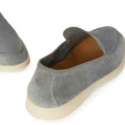 Loro Piana Summer Walk Suede Gull Grey Loafers< Designer Trainers