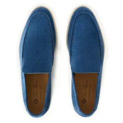 Loro Piana Summer Walk Suede Cobalt Ink Loafers< Designer Trainers