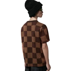Louis Vuitton Damier LV Crystal Patch Brown T Shirt< T-shirts