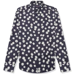 Louis Vuitton Dice Print Navy Silk Shirt< Shirts
