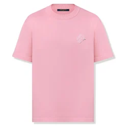 Louis Vuitton Embroidered Signature Crewneck Coral Blush Pink T Shirt< T-shirts