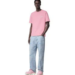 Louis Vuitton Embroidered Signature Crewneck Coral Blush Pink T Shirt< T-shirts