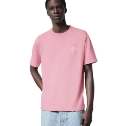 Louis Vuitton Embroidered Signature Crewneck Coral Blush Pink T Shirt< T-shirts