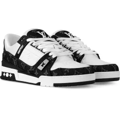Louis Vuitton LV Monogram Black Denim Sneaker< Black Trainers|Designer Trainers