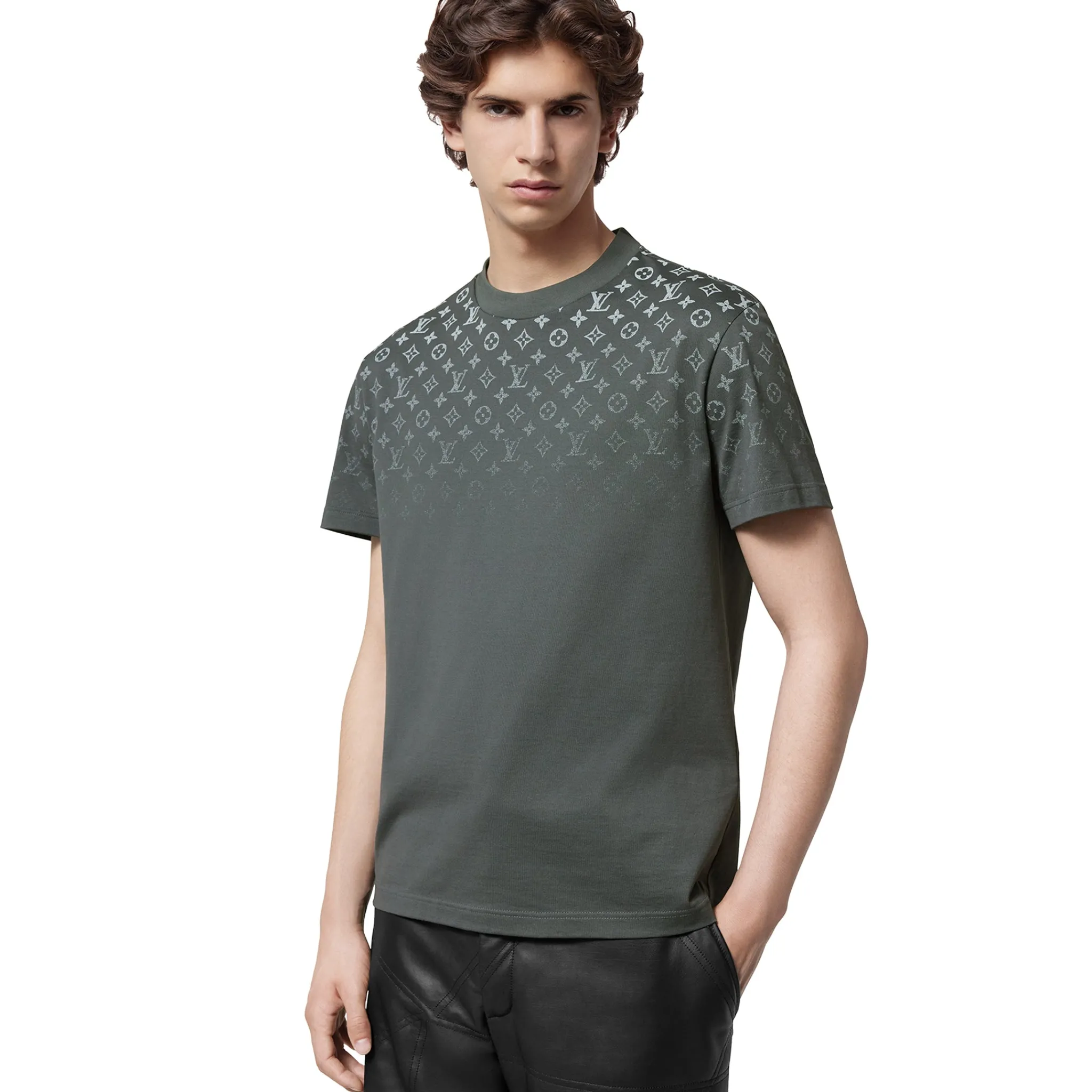 Louis Vuitton LV Monogram Gradient Cotton Grey T Shirt< T-shirts