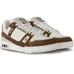 Louis Vuitton LV Trainer Calf Leather Moka Sneaker< Designer Trainers