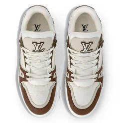 Louis Vuitton LV Trainer Calf Leather Moka Sneaker< Designer Trainers