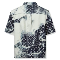 Louis Vuitton Monogram Bandana Short-Sleeve Indigo White Denim Shirt< Shirts