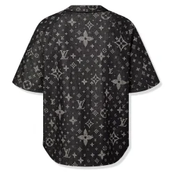 Louis Vuitton Monogram Denim Black Baseball Shirt< Shirts