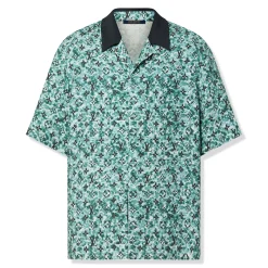 Louis Vuitton Monogram Pointilism Crepe Short Sleeved Blue Haze Shirt< Shirts