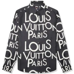 Louis Vuitton Typography Silk Navy White Shirt< Shirts