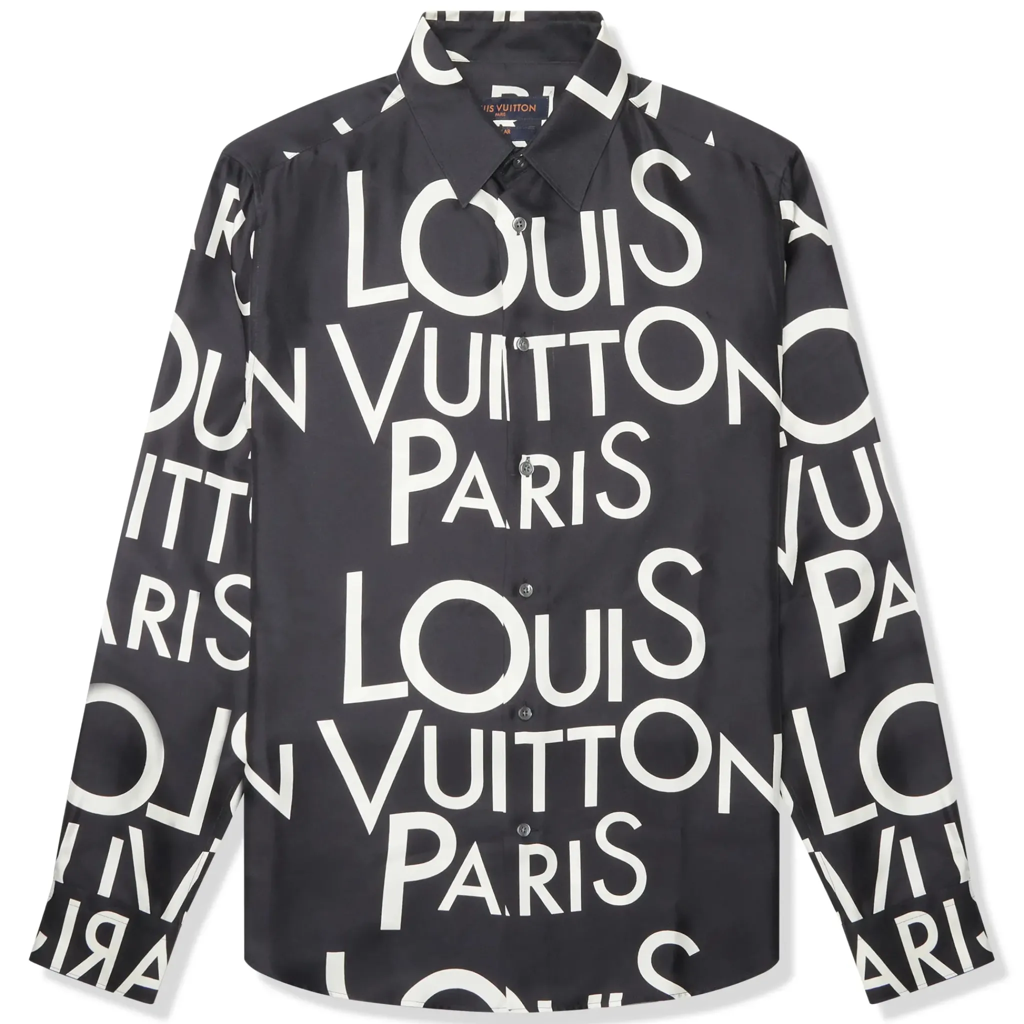Louis Vuitton Typography Silk Navy White Shirt< Shirts