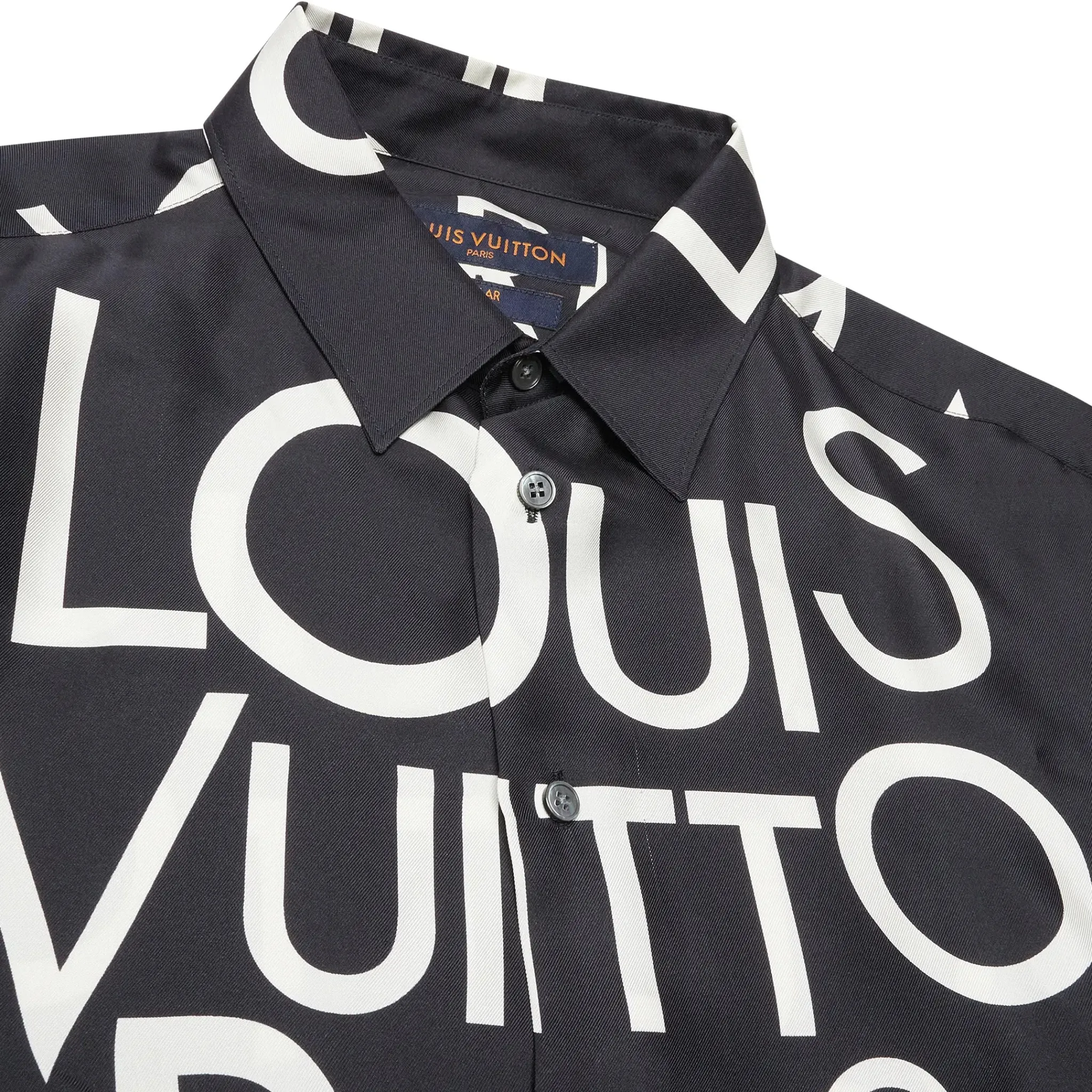 Louis Vuitton Typography Silk Navy White Shirt< Shirts