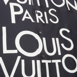 Louis Vuitton Typography Silk Navy White Shirt< Shirts