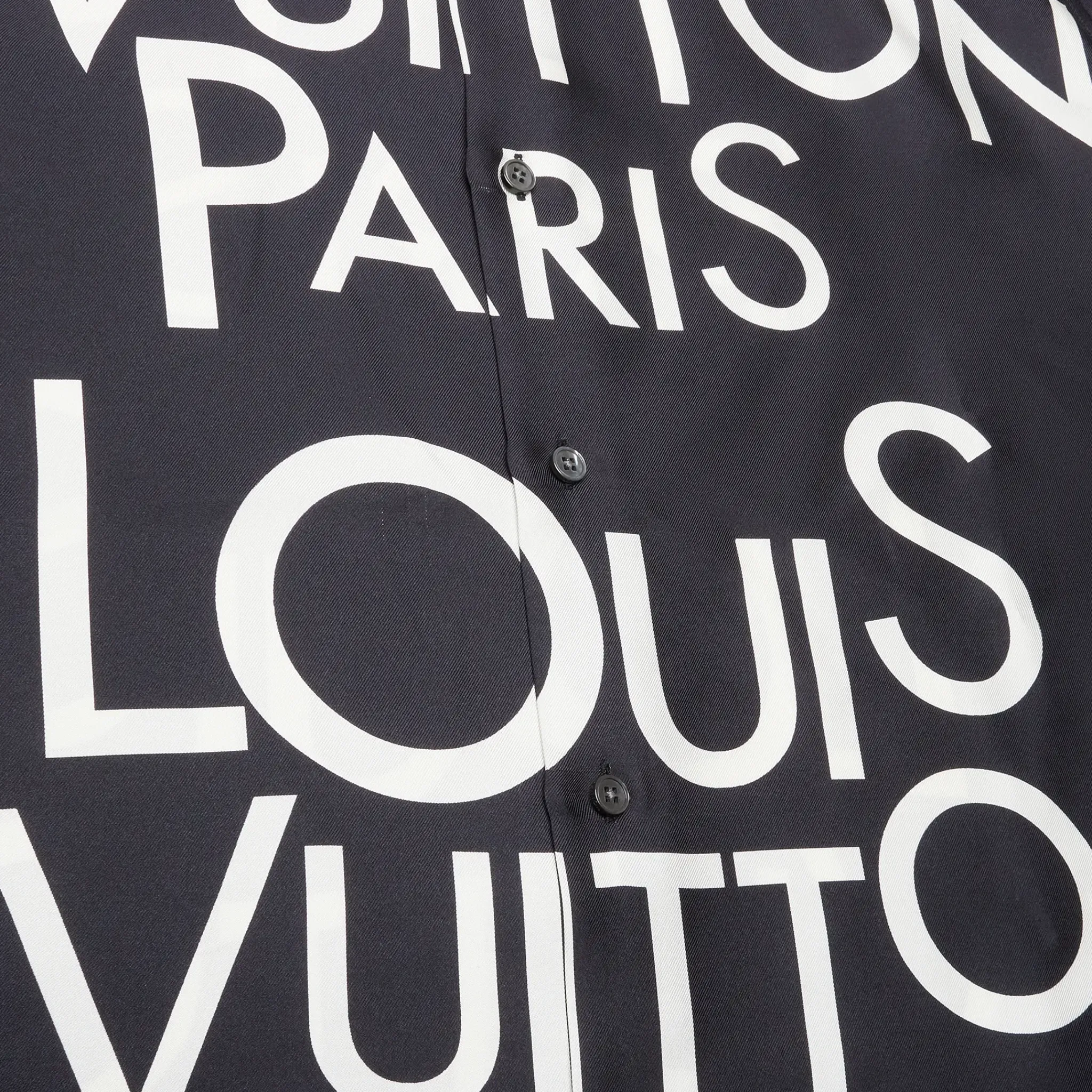 Louis Vuitton Typography Silk Navy White Shirt< Shirts