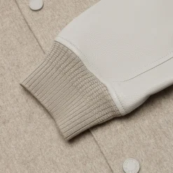 Louis Vuitton Wool Leather Beige Bomber Jacket< Coats & Jackets