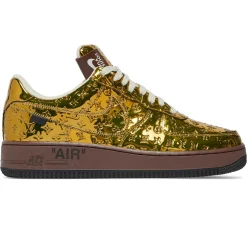 Louis Vuitton x Nike Air Force 1 Low Metallic Gold< Designer Trainers