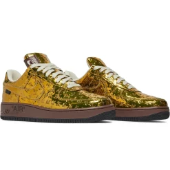 Louis Vuitton x Nike Air Force 1 Low Metallic Gold< Designer Trainers