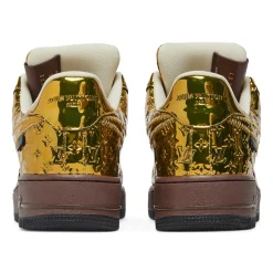 Louis Vuitton x Nike Air Force 1 Low Metallic Gold< Designer Trainers