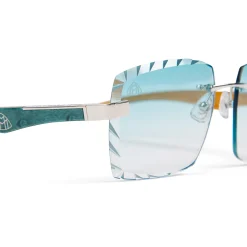 Maybach Eyewear The Artist III P-WCW-Z25 Custom Tiffany Blue Diamond Cut Sunglasses< Sunglasses
