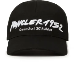 Moncler Genius 2 1952 Embroidered Black White Cap< Hats & Caps
