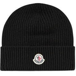 Moncler Logo Black Beanie< Hats & Caps