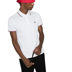 Moncler Logo Patch White Polo Shirt< Polo Shirts