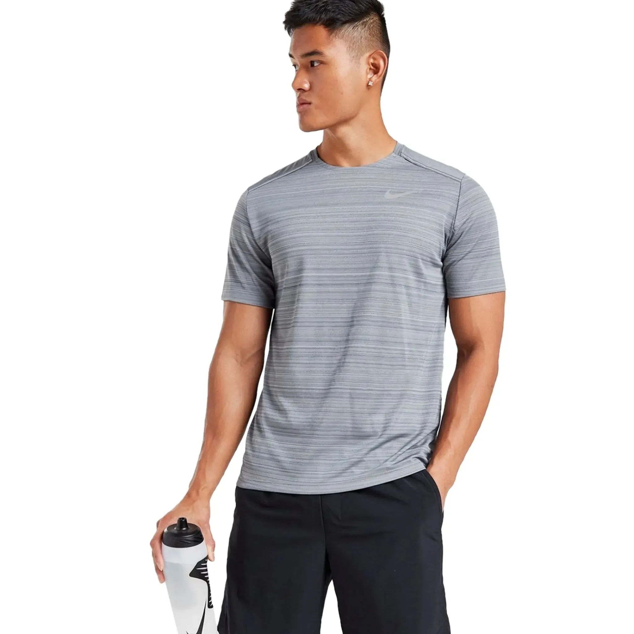 Nike Dri-FIT 1.0 Grey Miler Running T Shirt< Activewear|T-shirts