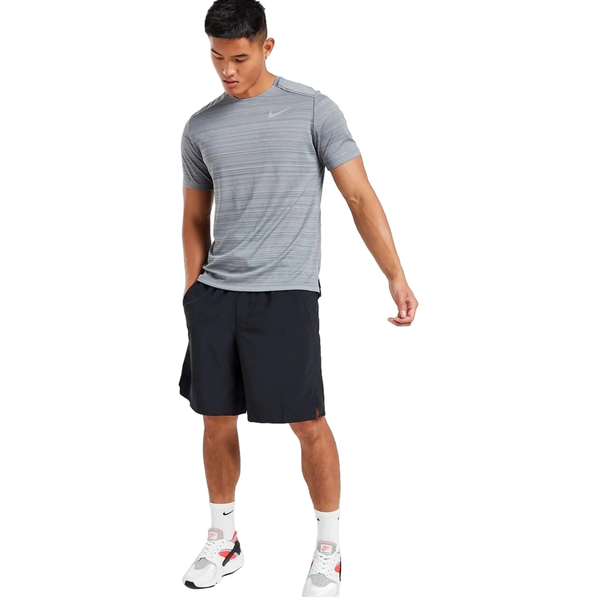 Nike Dri-FIT 1.0 Grey Miler Running T Shirt< Activewear|T-shirts