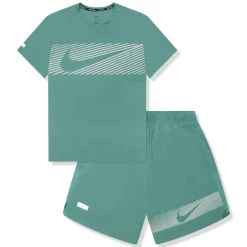Nike Flash Miler Cyan Green T Shirt & Shorts< Activewear|Shorts