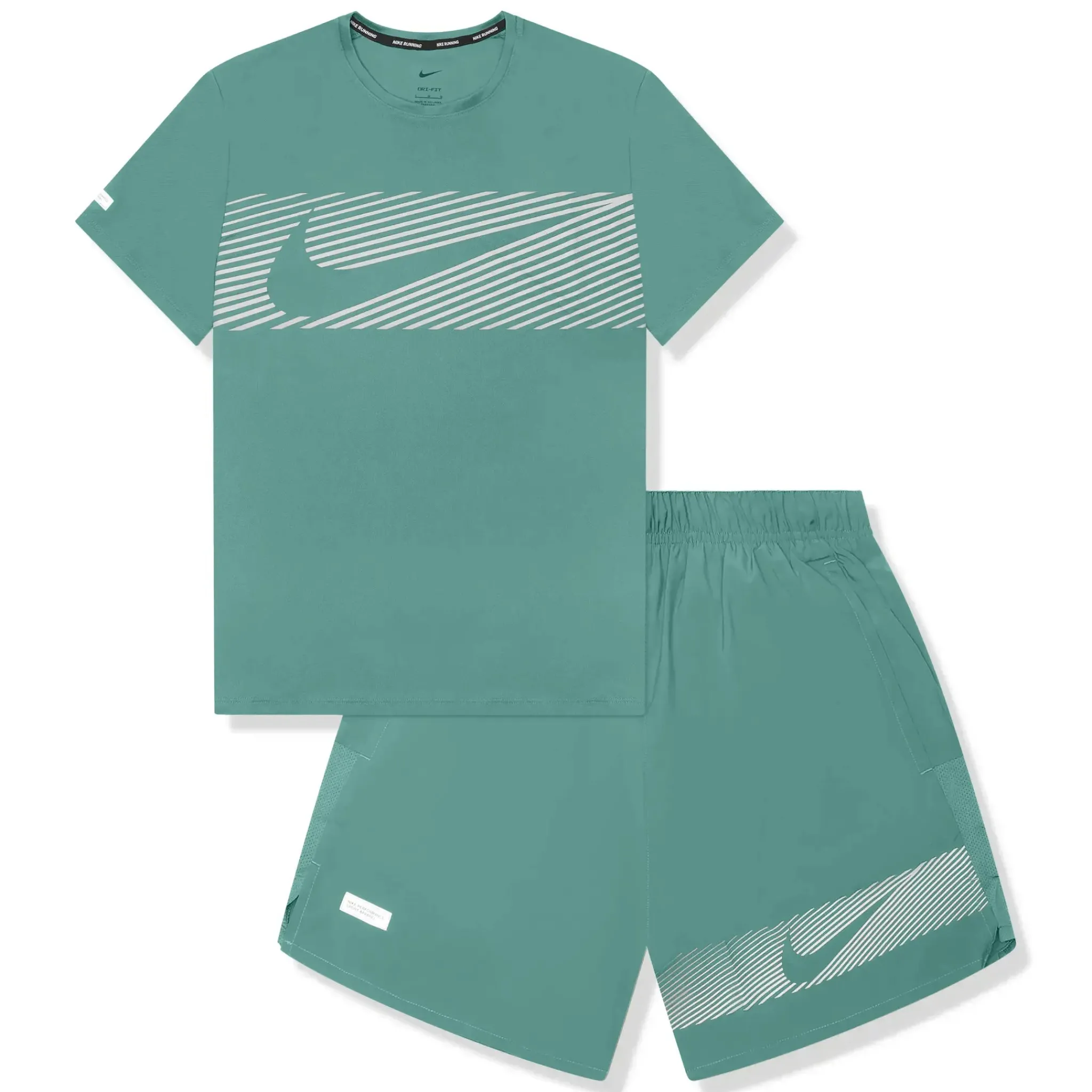 Nike Flash Miler Cyan Green T Shirt & Shorts< Activewear|Shorts