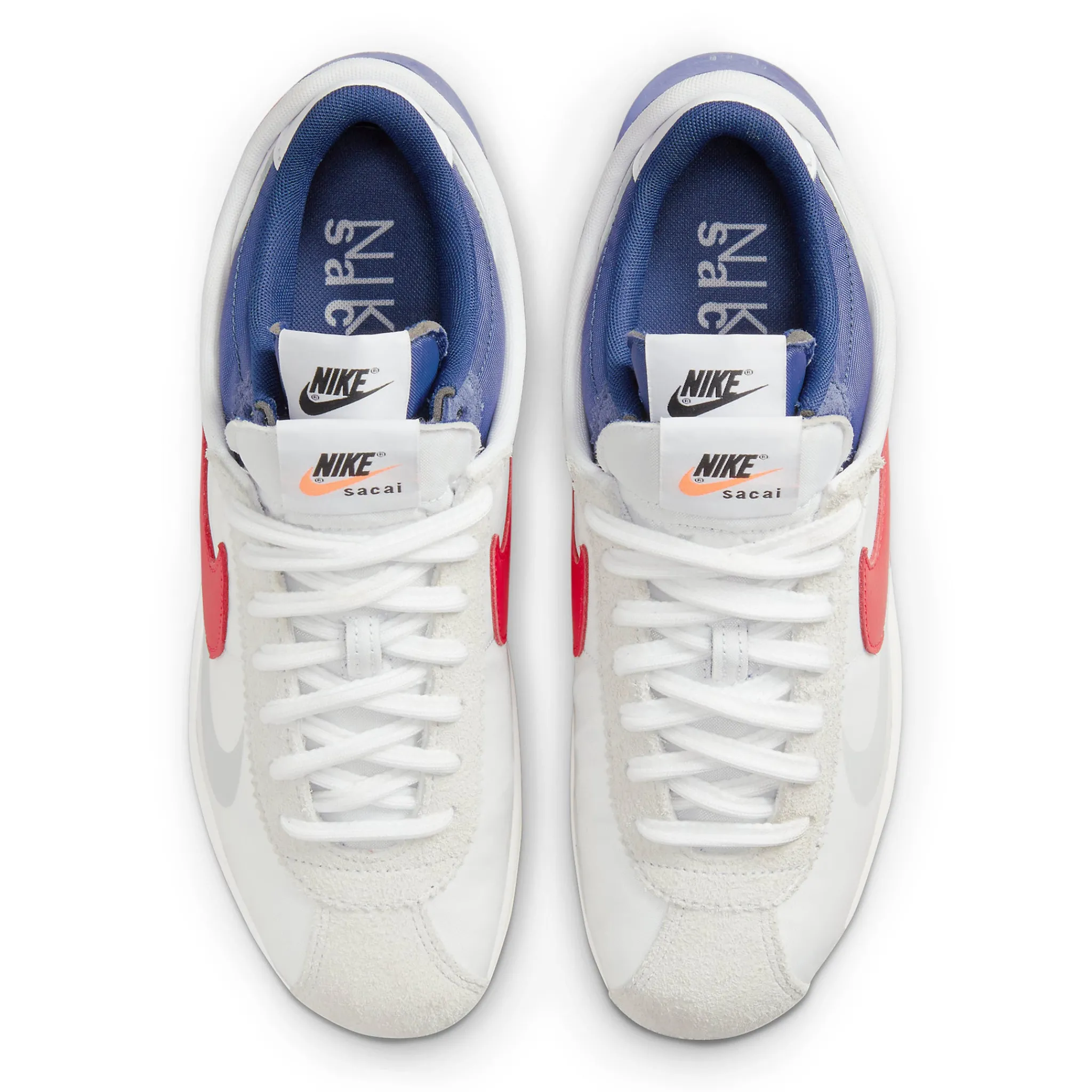 Nike x Sacai Zoom Cortez White University Red Blue< White Trainers|Trainers
