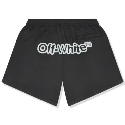 Off-White Blur Logo Print Black Swim Shorts< Shorts|Swimwear