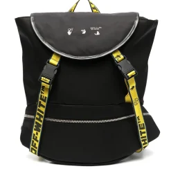 Off-White Industrial Logo Black Yellow Backpack< Backpacks|Bags