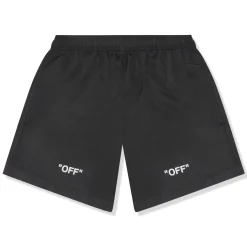 Off-White Logo Print Black Swim Shorts< Swimwear|Shorts