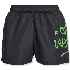 Off-White Neon Logo Print Black Swim Shorts< Swimwear|Shorts