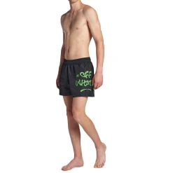 Off-White Neon Logo Print Black Swim Shorts< Swimwear|Shorts
