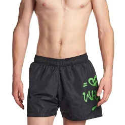 Off-White Neon Logo Print Black Swim Shorts< Swimwear|Shorts